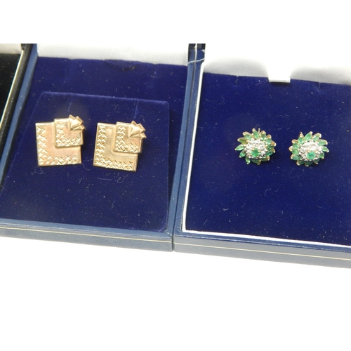 960 - Four Pairs of 9ct Gold Gem Set Earrings: Gross weight 6.6g in Presentation cases