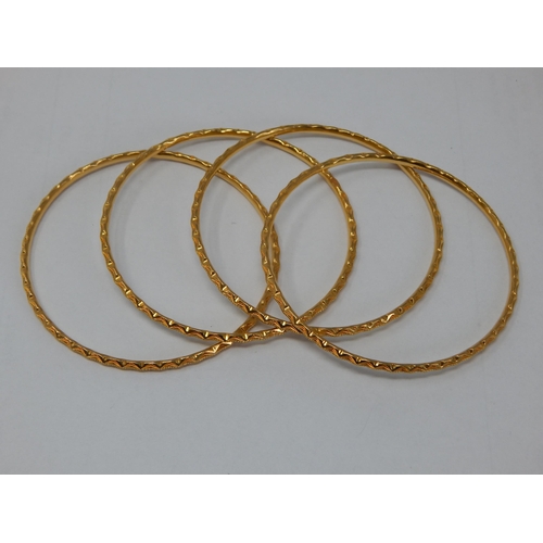 111 - 4 x 22ct Yellow Gold Bangles: Weight 47.38g