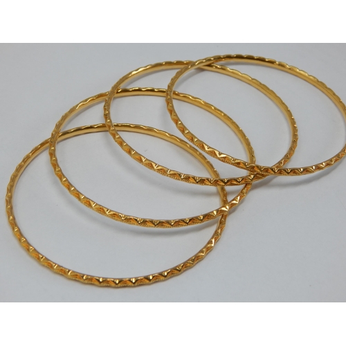 111 - 4 x 22ct Yellow Gold Bangles: Weight 47.38g