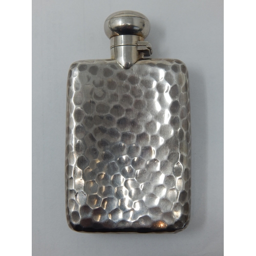 112 - Silver Hip Flask with Bayonet Fastening Top: Hallmarks Rubbed by Deakin & Francis: Weight 77.4g