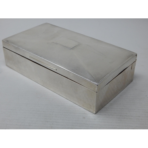 113 - Silver Cigarette Box with Twin Division Cedar Lined Interior: Hallmarked Birmingham 1945 by Barker B... 