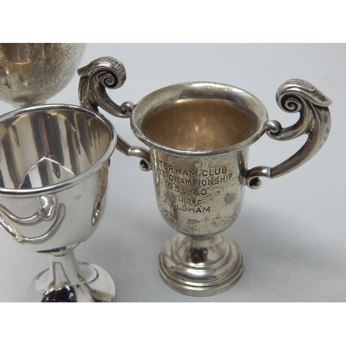 116 - Small Group of Hallmarked Silver to Include an Egg Cup, Trophy Cups & Spoons: Various Dates & Makers... 