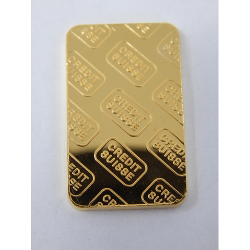 118 - 10g Credit Suisse 999.9 Gold Ingot: Serial No: 454833 with Certificate