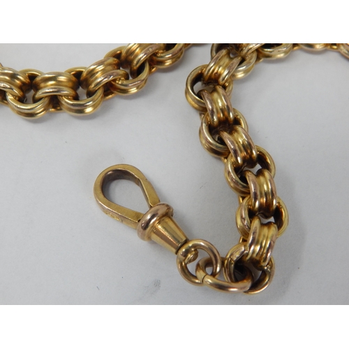 119 - 9ct Yellow Gold Fancy Link Albert Chain with Clip: Length 36.5cm: Weight 35.27g