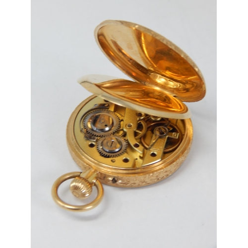 120 - 18ct Gold Top Wind Ladies Pocket Watch: Gross weight 37.14g: Working when catalogued