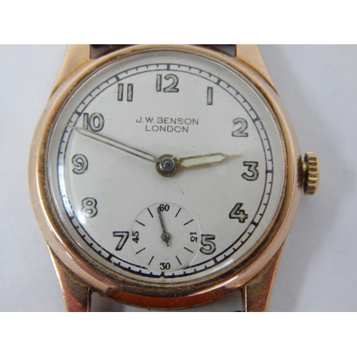 122 - J.W Benson 9ct Gold Gentleman's Wristwatch with Subsidiary Seconds Dial: Working When catalogued