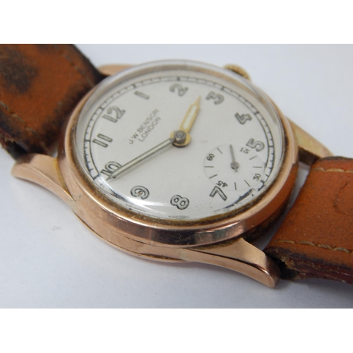 122 - J.W Benson 9ct Gold Gentleman's Wristwatch with Subsidiary Seconds Dial: Working When catalogued