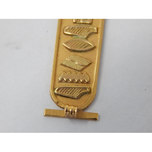 131 - Egyptian Gold Pendant with Hieroglyphics: Measures 5cm: Weight 3.17g