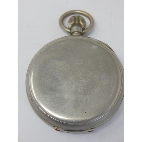 157 - Goliath Pocket Watch with Subsidiary Dial in Nickel Case (needs glass)