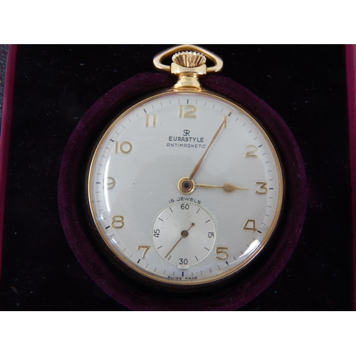 160 - Gentleman's Gold Plated Top Wind Open Face Pocket Watch with Subsidiary Seconds Dial in Watch Case