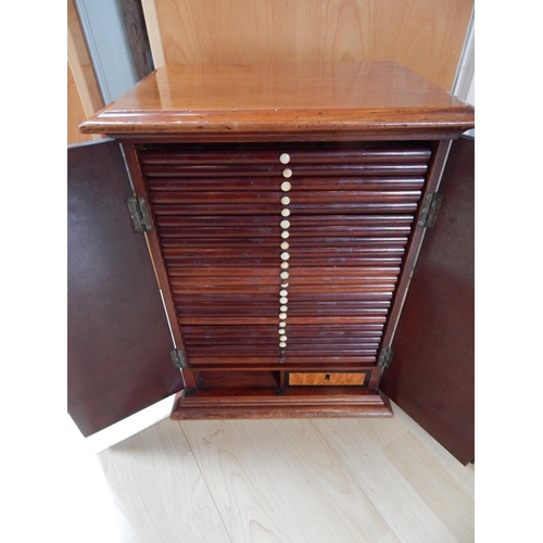 95 - Late Victorian Two Door Coin Cabinet with 22 Inner Coin Drawers & one lower drawer: Measuring 50cm h... 