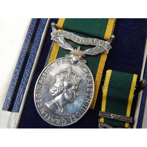 163 - QEII Territorial Medal Edge Named to: 22027584 CPL P.H.E PADLEY-SMITH LOND.SCOT Together with Miniat... 