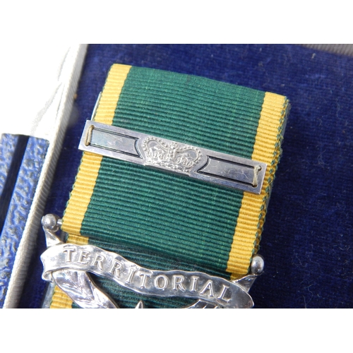 163 - QEII Territorial Medal Edge Named to: 22027584 CPL P.H.E PADLEY-SMITH LOND.SCOT Together with Miniat... 