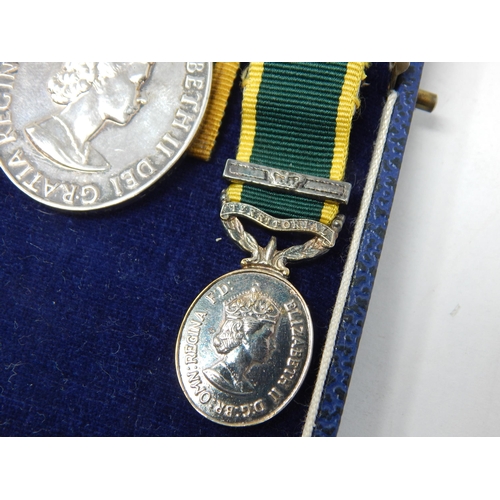 163 - QEII Territorial Medal Edge Named to: 22027584 CPL P.H.E PADLEY-SMITH LOND.SCOT Together with Miniat... 