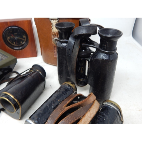 167 - A Quantity of Military Items Including Tank Periscope, I.D Tags, Pocket Watch, Clocks, Monocular & B... 