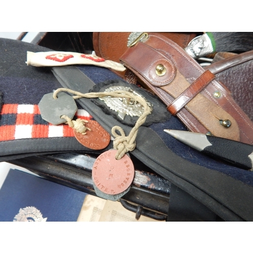 166 - A Tin Trunk Containing a Personal Collection of Military Items Mainly Relating to London Scots Regim... 