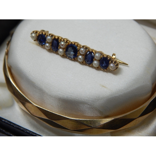 173 - 9ct Gold Plated Bangle in Fitted Case together with an Unmarked Yellow Metal Brooch & a Quantity of ... 