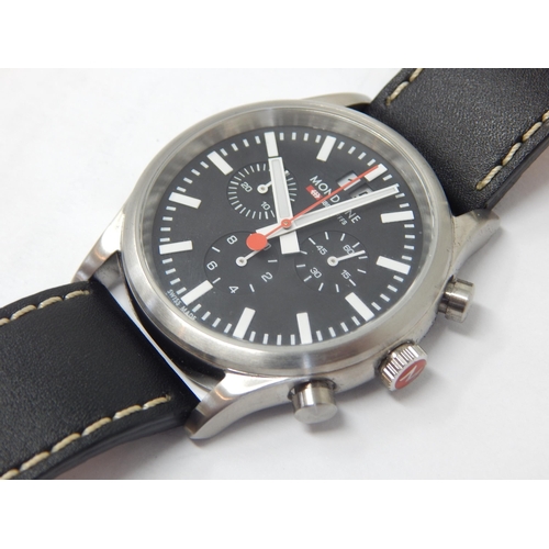 176 - Gentleman's Mondaine Swiss Railways Chronograph 40mm Wristwatch on Original Black Leather Strap in F... 