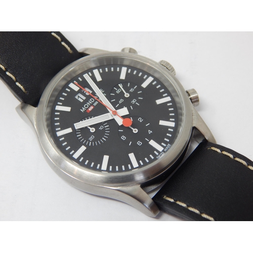 176 - Gentleman's Mondaine Swiss Railways Chronograph 40mm Wristwatch on Original Black Leather Strap in F... 