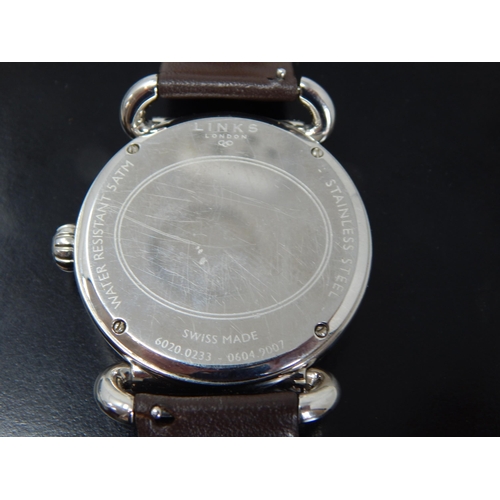 177 - Gentleman's Links of London Wristwatch with Date Aperture on Black Leather Strap together with a Bla... 