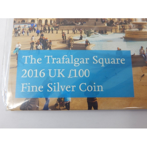 90 - Royal Mint The Trafalgar Square 2016 UK £100 Fine Silver Coin in Sealed Pack of Issue