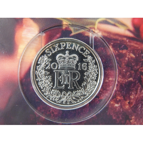 80 - Royal Mint 2016 The Christmas Silver Sixpence in Pack of Issue together with a London Mint 2019 Silv... 