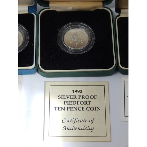 81 - Royal Mint 1990 Silver Proof Piedfort Five Pence Coin, 1990 Silver Proof Five Pence Two Coin Set, 19... 