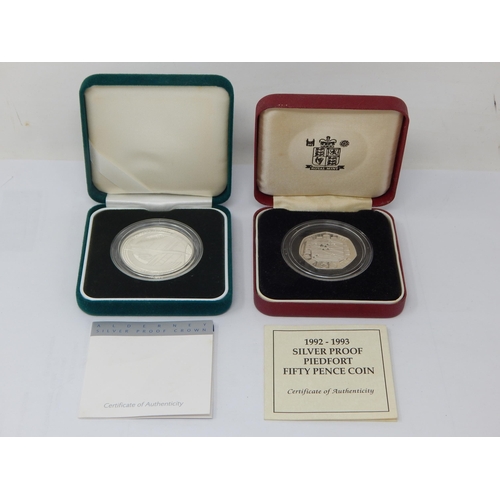 82 - Royal Mint 2003 Silver Proof Concorde's Final Flight together with a 1992-1993 UK Silver Proof Piedf... 