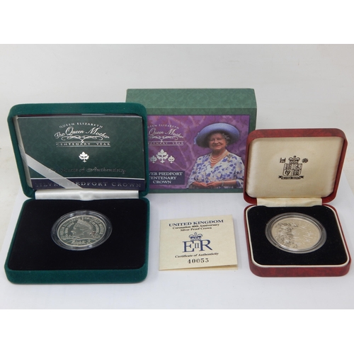 83 - Royal Mint 2000 Silver Proof Piedfort Centenary Crown in Case of Issue with COA together with a 1993... 