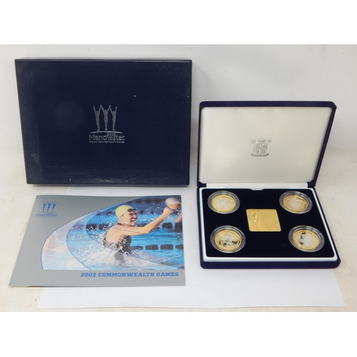 75 - Royal Mint 2002 Manchester Commonwealth Games Silver Proof 4 x £2 Coin Set in Case of Issue with COA