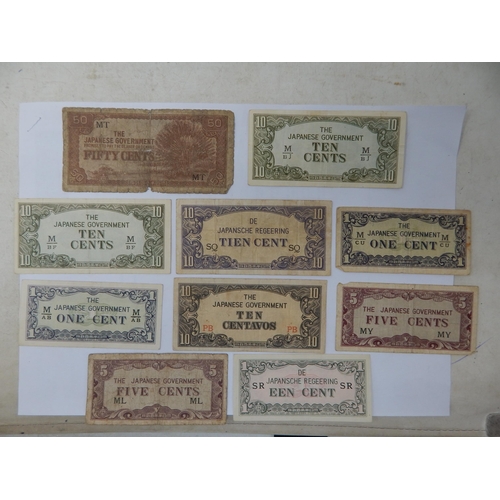 60 - A Quantity of Banknotes to Include a Timor 1910 $1 & Japanese notes, One Cent - $100