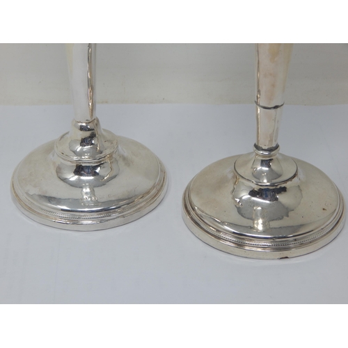 182 - A Pair of Silver Candlesticks Hallmarked Birmingham by Clark & Sewell, Date Letters Rubbed with Load... 