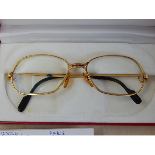 192 - A Pair of Must de Cartier, Paris, Glasses in Original Fitted Red Cartier Box with Paperwork, Booklet... 