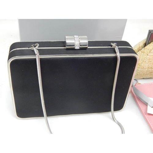 307 - L.K BENNETT, LONDON  Clutch/Evening Bag with Snap Clasp & Snaked Metal Handle, 15cm wide together wi... 