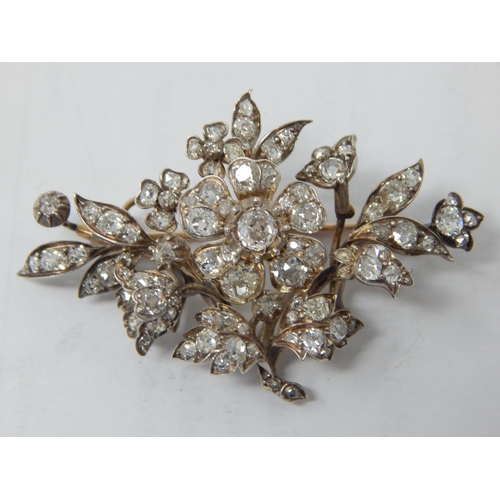 20 - 19th Century Diamond Brooch Set with 92 Old Cut Diamonds Estimated @ 4.0cts: Measuring 5cm x 3cm: Gr... 