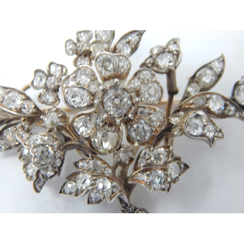 20 - 19th Century Diamond Brooch Set with 92 Old Cut Diamonds Estimated @ 4.0cts: Measuring 5cm x 3cm: Gr... 