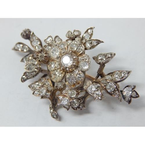 20 - 19th Century Diamond Brooch Set with 92 Old Cut Diamonds Estimated @ 4.0cts: Measuring 5cm x 3cm: Gr... 