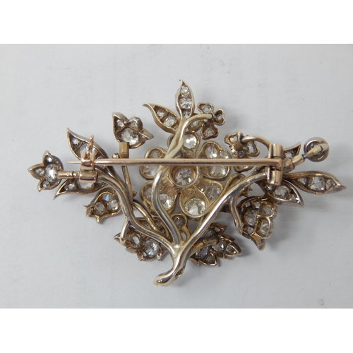 20 - 19th Century Diamond Brooch Set with 92 Old Cut Diamonds Estimated @ 4.0cts: Measuring 5cm x 3cm: Gr... 