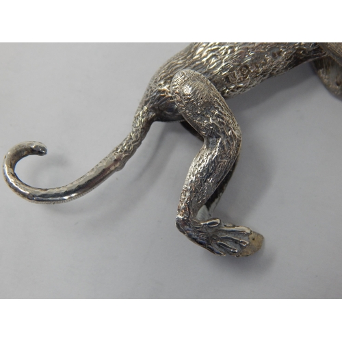 187 - Edwardian Novelty Silver Articulated Monkey: Hallmarked Birmingham 1908 by Crisford & Norris: Measur... 