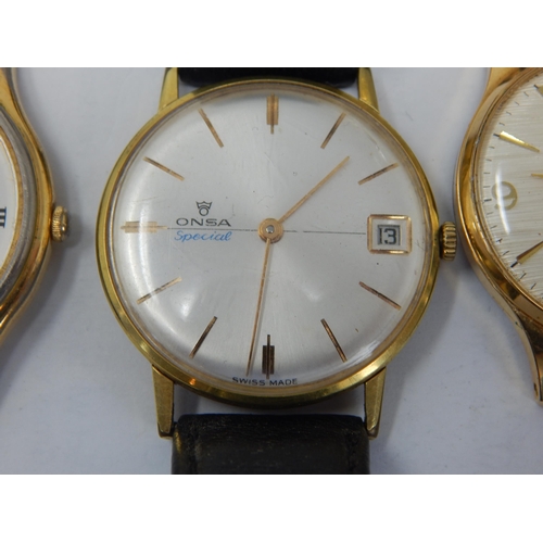 194 - 9ct Gold Movado Wristwatch with Subsidiary Seconds Dial A/F together with a group of further wristwa... 