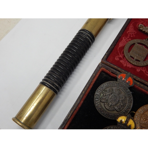 300 - A Victorian Metropolitan Police Inspectors Tipstaff, circa 1865-1887, brass cylinder body, with ribb... 