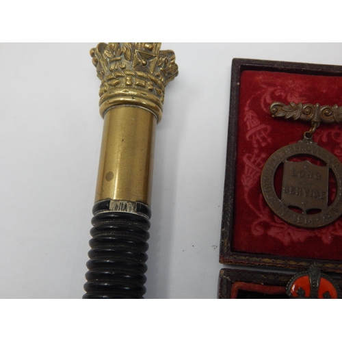 300 - A Victorian Metropolitan Police Inspectors Tipstaff, circa 1865-1887, brass cylinder body, with ribb... 