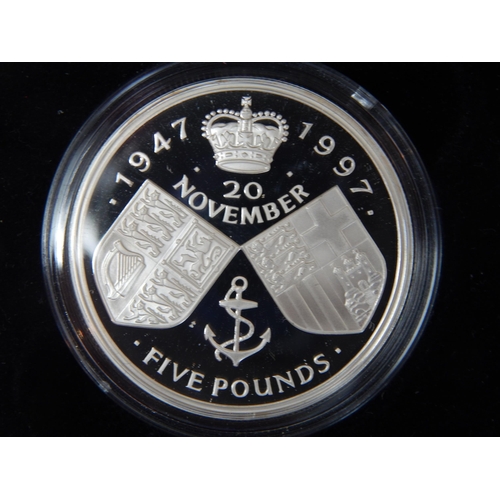 58 - Royal Mint Silver Proof 1997 Five Pounds commemorating the Golden Wedding of QEII & Prince Phillip i... 