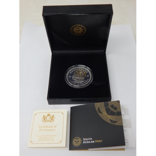 49 - 2017 50th Anniversary 1oz Fine Silver Proof Krugerrand in Case of Issue with COA & Original Purchase... 