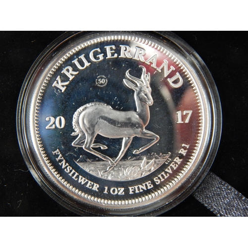 49 - 2017 50th Anniversary 1oz Fine Silver Proof Krugerrand in Case of Issue with COA & Original Purchase... 