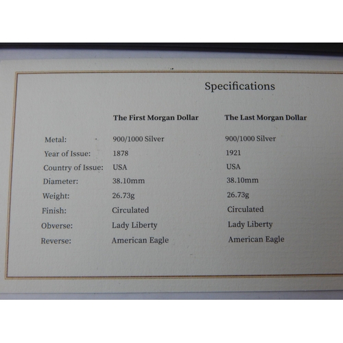 53 - First & Last U.S Morgan Dollars: 1878/1921 in Case of Issue with COA & Original Purchase Receipt