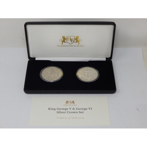 41 - King George V & George VI Silver Crown Set in Case of Issue with COA & Original Purchase Receipt