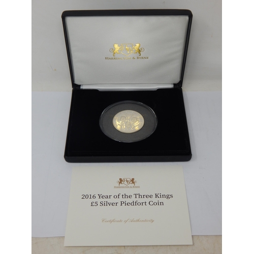 43 - 2016 Year of The Three Kings £5 Silver Proof Piedfort Coin 50g in Case of Issue with COA & Original ... 