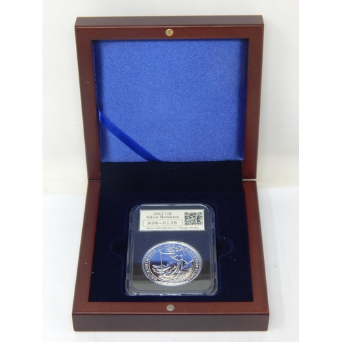 45 - 2012 UK Fine .999 Silver Britannia, Date Stamp 31 Dec 2012 from a Limited Edition of 950 in Case of ... 