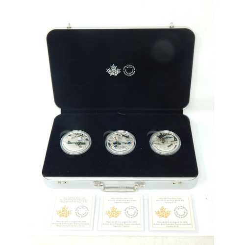 2016 Canada "The First World War Aircraft" Fine .999 Silver Proof Coin Set in Metal Case of issue with COA's & Original Purchase Receipt